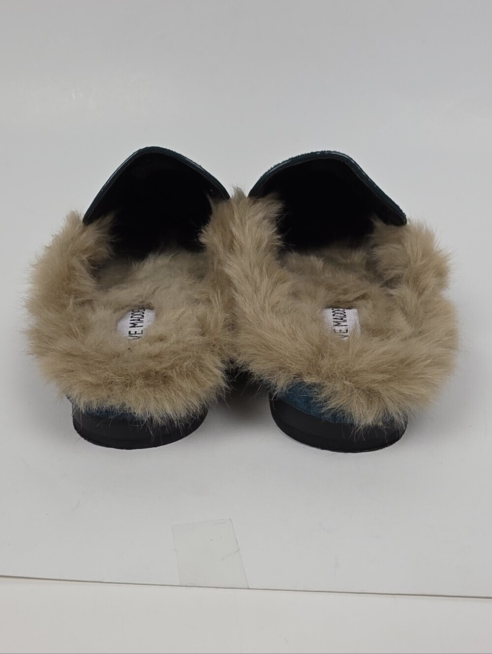 Steve Madden Kaden Green Velvet Fur Smoking Flats Loafer Mule - 7.5 - Picture 8 of 11